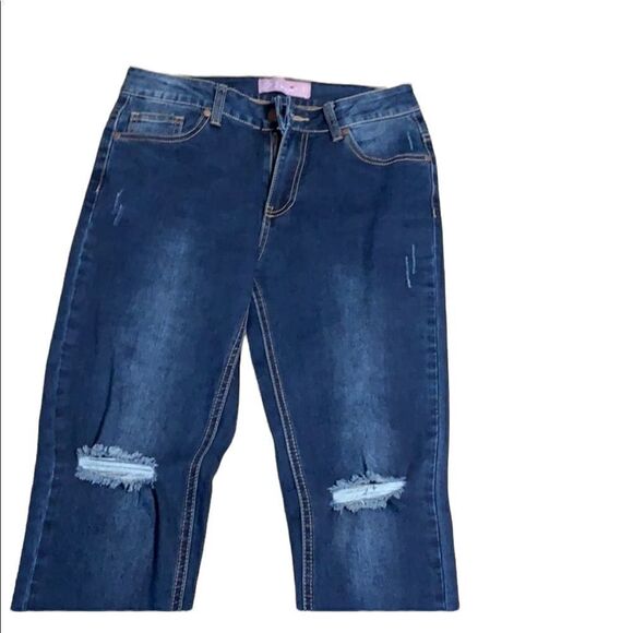 Ankle Length Distressed Jeans.  - Picture 1 of 5